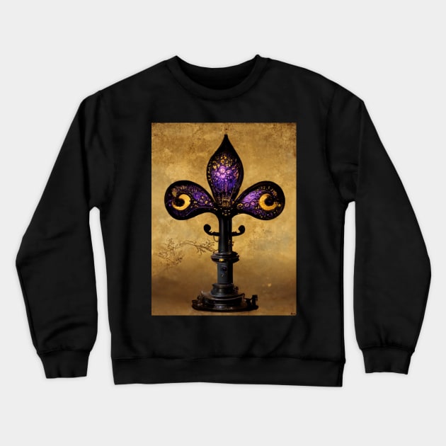 Purple and Gold Fleur De Lis Crewneck Sweatshirt by mw1designsart